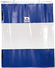 TMI, LLC - 24' Door Width x 8' Door Height PVC Solid with Vision Panel (Style) Industrial Curtain Kit - Blue/Clear - Makers Industrial Supply