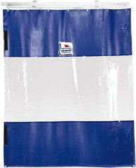 TMI, LLC - 6' Door Width x 12' Door Height PVC Solid with Vision Panel (Style) Industrial Curtain Kit - Blue/Clear - Makers Industrial Supply