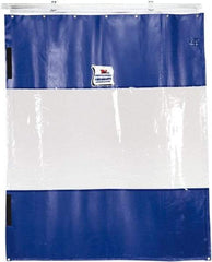 TMI, LLC - 6' Door Width x 10' Door Height PVC Solid with Vision Panel (Style) Industrial Curtain Kit - Blue/Clear - Makers Industrial Supply