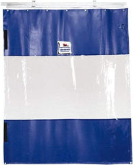 TMI, LLC - 6' Door Width x 8' Door Height PVC Solid with Vision Panel (Style) Industrial Curtain Kit - Blue/Clear - Makers Industrial Supply