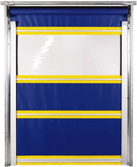 TMI, LLC - 8' Door Width x 8' Door Height PVC Solid with Vision Panel & In-Tube Motorized (Style) Roll Up Dock Screen - Blue/Yellow/Clear - Makers Industrial Supply