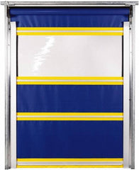 TMI, LLC - 8' Door Width x 10' Door Height PVC Solid with Vision Panel & In-Tube Motorized (Style) Roll Up Dock Screen - Blue/Yellow/Clear - Makers Industrial Supply