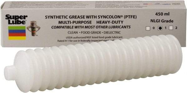 Synco Chemical - 14.1 oz Bellow Synthetic Lubricant w/PTFE General Purpose Grease - Translucent White, Food Grade, 450°F Max Temp, NLGIG 1, - Makers Industrial Supply