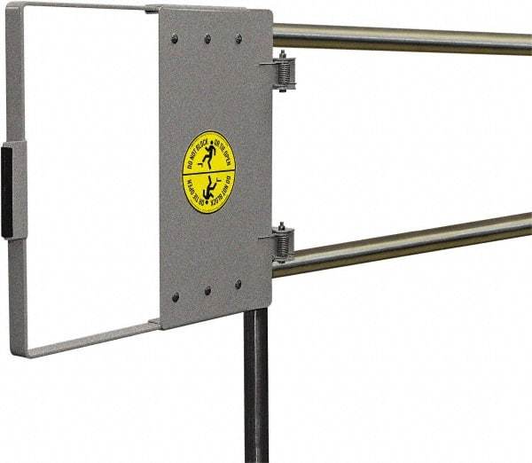 FabEnCo - Carbon Steel Self Closing Rail Safety Gate - Fits 42 to 48" Clear Opening, 1-1/2" Wide x 22" Door Height, 34 Lb, Gray - Makers Industrial Supply