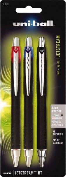 Uni-Ball - Roller Ball 1mm Retractable Pen - Black, Red & Blue - Makers Industrial Supply