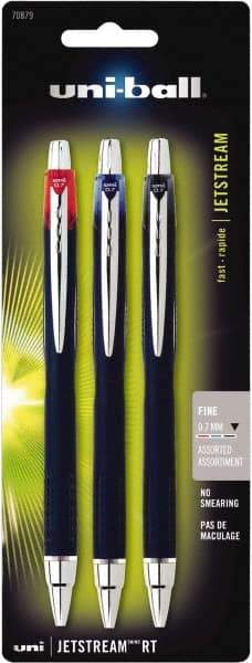 Uni-Ball - Roller Ball 0.7mm Retractable Pen - Black, Red & Blue - Makers Industrial Supply