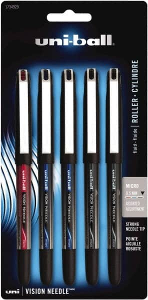 Uni-Ball - Roller Ball 0.5mm Stick Pen - Black, Red & Blue - Makers Industrial Supply