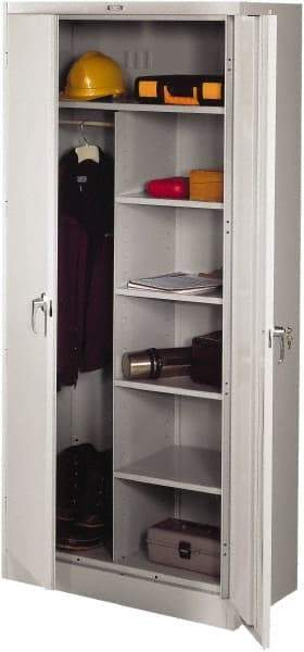 Tennsco - 6 Shelf Combination Storage Cabinet - Steel, 36" Wide x 24" Deep x 78" High, Light Gray - Makers Industrial Supply