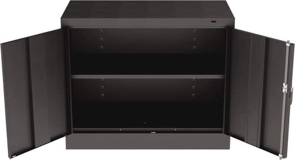 Tennsco - 2 Shelf Locking Storage Cabinet - Steel, 36" Wide x 18" Deep x 30" High, Black - Makers Industrial Supply