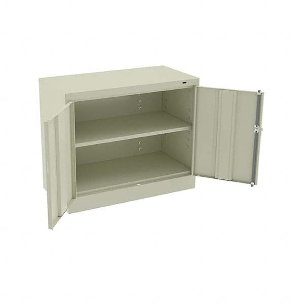 Tennsco - 2 Shelf Locking Storage Cabinet - Steel, 36" Wide x 18" Deep x 30" High, Champagne/Putty - Makers Industrial Supply