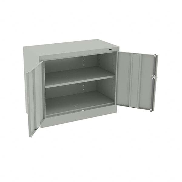 Tennsco - 2 Shelf Locking Storage Cabinet - Steel, 36" Wide x 18" Deep x 30" High, Light Gray - Makers Industrial Supply