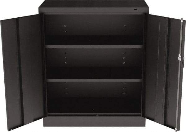 Tennsco - 3 Shelf Locking Storage Cabinet - Steel, 36" Wide x 18" Deep x 42" High, Black - Makers Industrial Supply