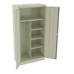 Tennsco - 6 Shelf Combination Storage Cabinet - Steel, 36" Wide x 18" Deep x 72" High, Champagne/Putty - Makers Industrial Supply