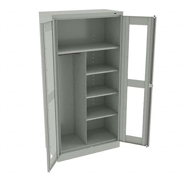 Tennsco - 6 Shelf Combination Storage Cabinet - Steel, 36" Wide x 18" Deep x 72" High, Light Gray - Makers Industrial Supply