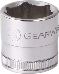 GearWrench - 3/8" Drive, Standard Hand Socket - 6 Points, 0.984" OAL, Alloy Steel, Full Polish Finish - Makers Industrial Supply