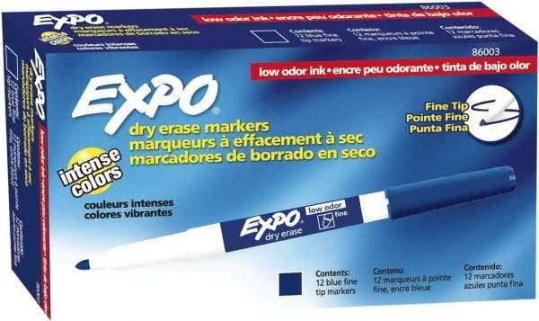 Expo - Blue Low Odor Fine Tip Dry Erase Markers - For Use with Dry Erase Marker Boards - Makers Industrial Supply