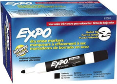 Expo - Black Low Odor Bullet Tip 12 Pack Dry Erase Markers - For Use with Dry Erase Marker Boards - Makers Industrial Supply