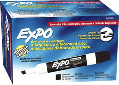 Expo - Black Low Odor Chisel Tip 12 Pack Dry Erase Markers - For Use with Dry Erase Marker Boards - Makers Industrial Supply