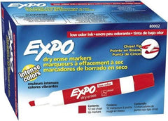 Expo - Red Low Odor Chisel Tip 12 Pack Dry Erase Markers - For Use with Dry Erase Marker Boards - Makers Industrial Supply