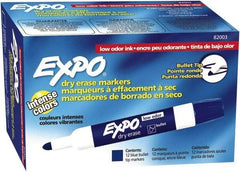 Expo - Blue Low Odor Bullet Tip 12 Pack Dry Erase Markers - For Use with Dry Erase Marker Boards - Makers Industrial Supply