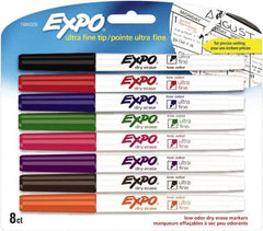 Expo - Black, Blue, Brown, Green, Orange, Pink, Purple & Red Low Odor Ultra Fine Tip 8 Pack Dry Erase Markers - For Use with Dry Erase Marker Boards - Makers Industrial Supply