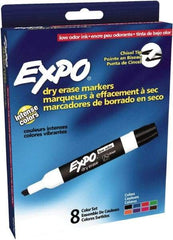 Expo - Black, Blue, Brown, Green, Orange, Pink, Purple & Red Low Odor Chisel Tip 8 Pack Dry Erase Markers - For Use with Dry Erase Marker Boards - Makers Industrial Supply