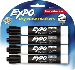 Expo - Black Low Odor Chisel Tip 4 Pack Dry Erase Markers - For Use with Dry Erase Marker Boards - Makers Industrial Supply