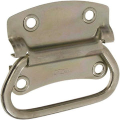 National Mfg. - 3-1/2" Wide Plate x 2-39/50" High Plate, 2-3/4" Bail ID, #0, Steel Chest Handle - #6 Screw, 4.23" Wide x 3.53" High, 0.28" Mounting Hole Diam, Zinc Plated, 4 Holes - Makers Industrial Supply