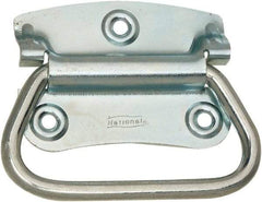 National Mfg. - 2-3/4" Wide Plate x 2" High Plate, 2" Bail ID, #0, Steel Chest Handle - #6 Screw, 3.35" Wide x 2.74" High, 0.165" Mounting Hole Diam, Zinc Plated, 4 Holes - Makers Industrial Supply