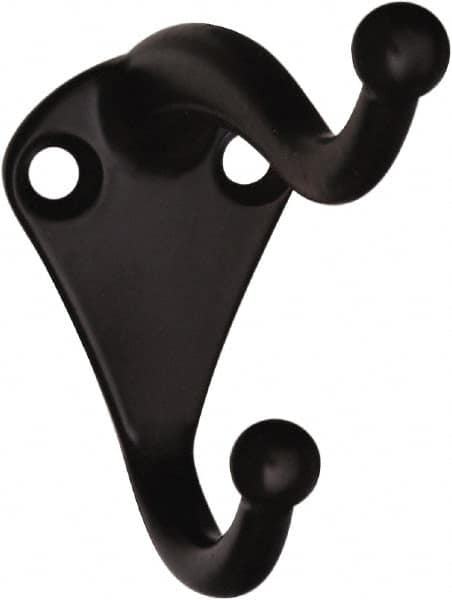 National Mfg. - 1" Wide x 2" High x 0.11" Thick, Double Coat & Hat Hook - 2-3/4" Projection, Oil Rubbed Bronze - Makers Industrial Supply