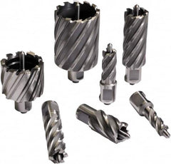 Annular Cutter: 2-3/16″ Dia, 2″ Depth of Cut, Carbide Tipped 3/4″ Shank Dia, Weldon Shank, 2 Flats, Bright/Uncoated