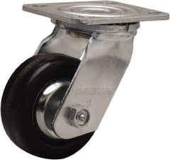 Hamilton - 4" Diam x 1-1/2" Wide x 5-5/8" OAH Top Plate Mount Swivel Caster - Phenolic, 600 Lb Capacity, Straight Roller Bearing, 4 x 4-1/2" Plate - Makers Industrial Supply