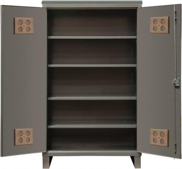 Durham - 4 Shelf Locking Storage Cabinet - Steel, 36" Wide x 24" Deep x 78" High, Gray - Makers Industrial Supply