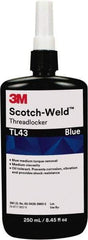 3M - 250 mL, Blue, Medium Strength Liquid Threadlocker - 24 hr Full Cure Time - Makers Industrial Supply