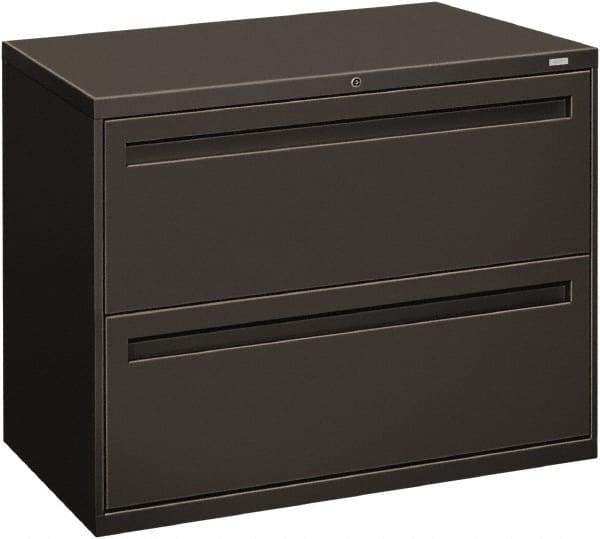 Hon - 36" Wide x 28-3/8" High x 19-1/4" Deep, 2 Drawer Lateral File - Steel, Charcoal - Makers Industrial Supply