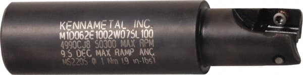 Kennametal - 1-1/4" Cut Diam, 0.392" Max Depth of Cut, 1-1/4" Shank Diam, 3.88" OAL, Indexable Square Shoulder End Mill - EC10.., EP10.. Inserts, Weldon Shank, 0° Lead Angle, Through Coolant - Makers Industrial Supply