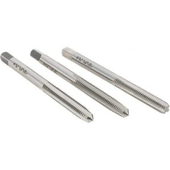 Cle-Line - M5x0.80 Metric, 4 Flute, Bottoming, Plug & Taper, Bright Finish, High Speed Steel Tap Set - Right Hand Cut, 2-3/8" OAL, 7/8" Thread Length, Series 0404 - Makers Industrial Supply