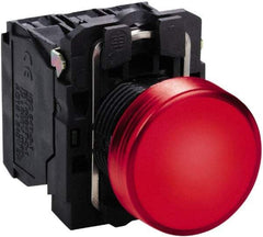 Schneider Electric - 24 VAC/VDC at 50/60 Hz Red Lens LED Pilot Light - Round Lens, Screw Clamp Connector, 30mm Wide, Vibration Resistant, Water Resistant - Makers Industrial Supply