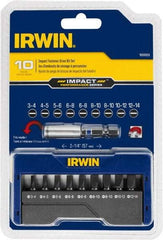 Irwin - 10 Piece, Screwdriver Insert Bit Set - 3 to 14 Slotted & Magnetic Bit Holder with C-Ring - Makers Industrial Supply