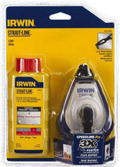 Irwin - 100' Long Reel & Chalk Set - Red, Includes (1) 4 oz Permanent Red Chalk (3.5:1) & (1) SPEEDLINE Pro Chalk Reel - Makers Industrial Supply