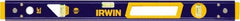 Irwin - 24" Long 3 Vial Box Beam Level - Aluminum, Blue/Yellow, 1 Level & 2 Plumb Vials - Makers Industrial Supply