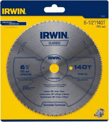 Irwin - 6-1/2" Diam, 5/8" Arbor Hole Diam, 140 Tooth Wet & Dry Cut Saw Blade - High Carbon Steel, Smooth Action, Standard Round Arbor - Makers Industrial Supply