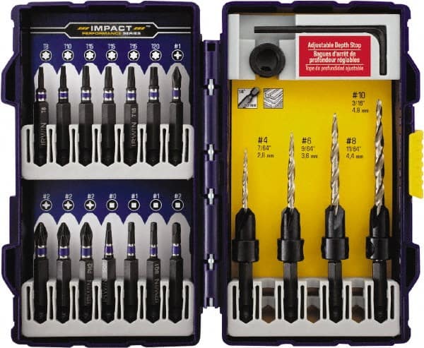 Irwin - 19 Piece, 1/4 to 7/16" Head Diam, Single End Countersink Set - Makers Industrial Supply