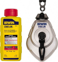 Irwin - 100' Long Reel & Chalk Set - Red, Includes (1) 4 oz Permanent Red Chalk (6:1) & (1) MACH6 Chalk Reel - Makers Industrial Supply