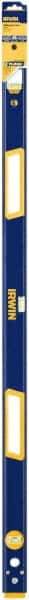 Irwin - 48" Long 3 Vial Box Beam Level - Aluminum, Blue/Yellow, 1 Level & 2 Plumb Vials - Makers Industrial Supply