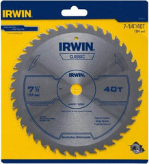 Irwin Blades - 7-1/4" Diam, 5/8" Arbor Hole Diam, 40 Tooth Wet & Dry Cut Saw Blade - Carbide-Tipped, Smooth Action, Diamond Arbor - Makers Industrial Supply