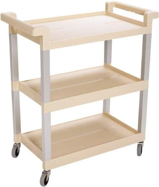 Rubbermaid - 100 Lb Capacity, 16" Wide x 31-1/2" Long x 36" High Standard Utility Cart - 3 Shelf, Plastic, Swivel Casters - Makers Industrial Supply