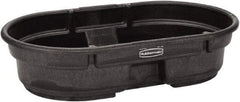 Rubbermaid - 50 Gallon Black Oval Plastic Stock Tank - 12" High x 31" Diam - Makers Industrial Supply