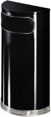 Rubbermaid - 9 Gal Black Half-Round Decorative Waste Receptacle With Top - Steel, 813mm High x 457.2mm Wide - Makers Industrial Supply