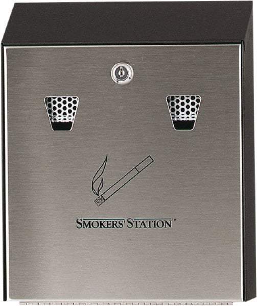 Rubbermaid - Steel Wall Mounted Ashtray - 10" Wide x 12-1/2" High - Makers Industrial Supply